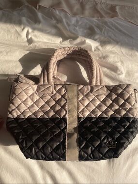Oliver Thomas Quilted Two-Tone Tote in Light Pink and Black
